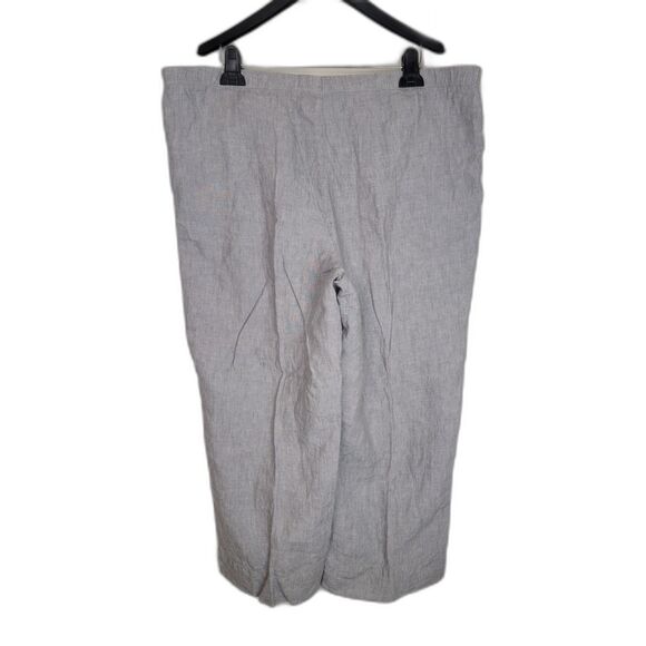 J Jill Love Linen Gray Cropped Wide Leg Pull On Pants - Picture 2 of 4
